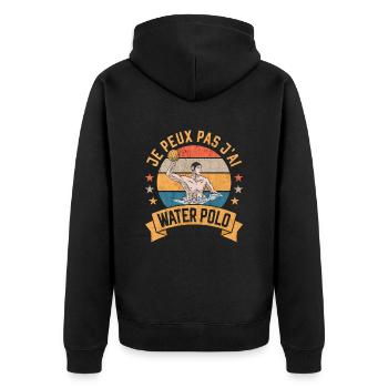 J'Peux Pas j'Ai Wasserball Humor Pools Drole - Unisex Premium Bio Zip Hoodie - Schwarz - Hinten - Nico (187cm)