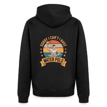 Tut mir leid, ich kann nicht, ich habe Wasserball Pallanuoto Vintage - Unisex Premium Bio Zip Hoodie - Schwarz - Hinten - Nico (187cm)