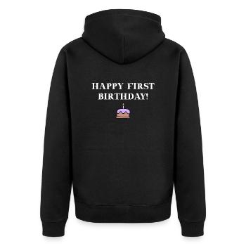 Joyeux premier anniversaire idée cadeau bébé - Veste à capuche bio Premium Unisexe - noir - Dos - Nico (187cm)