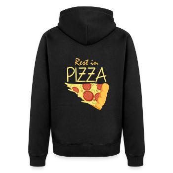Rest in Pizza - Unisex Premium Bio Zip Hoodie - Schwarz - Hinten - Nico (187cm)