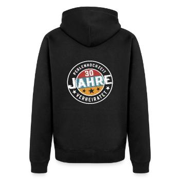 Perlenhochzeit 30 Jahre Verheiratet Hochzeit - Unisex Premium Bio Zip Hoodie - Schwarz - Hinten - Nico (187cm)