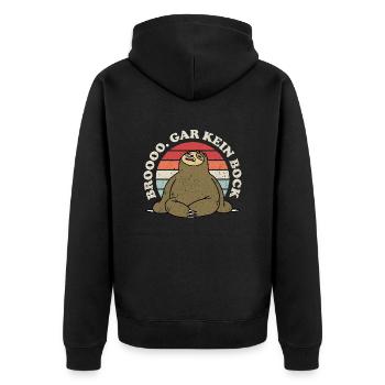 Bro Gar Kein Bock Jugendsprache Umgangsspache Fun - Unisex Premium Bio Zip Hoodie - Schwarz - Hinten - Nico (187cm)