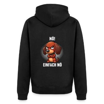 Nö Einfach Nö Dackel Dachshund Dackelbesitzer - Unisex Premium Bio Zip Hoodie - Schwarz - Hinten - Nico (187cm)