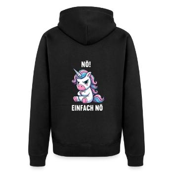 Nö Einfach Nö Einhorn Einhörner Einhornfan Unicorn - Unisex Premium Bio Zip Hoodie - Schwarz - Hinten - Nico (187cm)