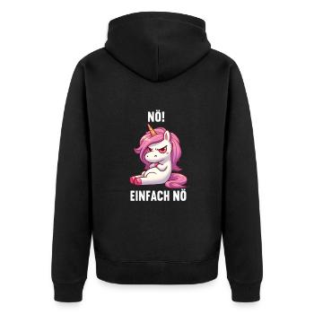 Nö Einfach Nö Einhorn Einhörner Einhornfan Unicorn - Unisex Premium Bio Zip Hoodie - Schwarz - Hinten - Nico (187cm)
