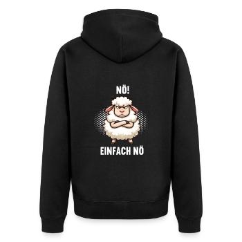 Nö einfach Nö Schaf Schafe Schäfer Schafhalter - Unisex Premium Bio Zip Hoodie - Schwarz - Hinten - Nico (187cm)