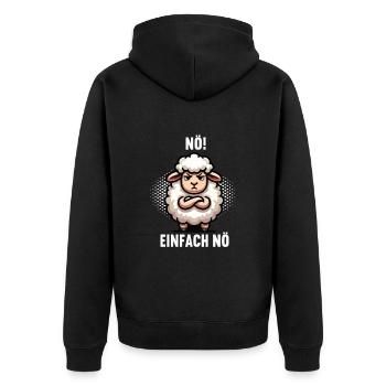 Nö einfach Nö Schaf Schafe Schäfer Schafhalter - Unisex Premium Bio Zip Hoodie - Schwarz - Hinten - Nico (187cm)