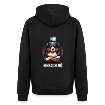 Nö Einfach Nö Australian Shepherd Aussie - Unisex Premium Bio Zip Hoodie - Schwarz - Hinten - Nico (187cm)