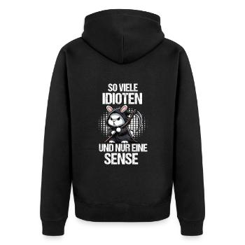 So Viele Idioten Kaninchen Hase Hasen langohr - Unisex Premium Bio Zip Hoodie - Schwarz - Hinten - Nico (187cm)