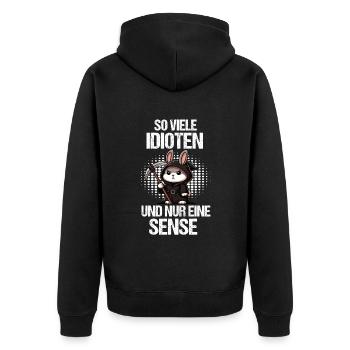 So Viele Idioten Kaninchen Hase Hasen langohr - Unisex Premium Bio Zip Hoodie - Schwarz - Hinten - Nico (187cm)