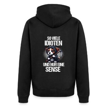 So Viele Idioten Jack Russel terrier Jackie - Unisex Premium Bio Zip Hoodie - Schwarz - Hinten - Nico (187cm)