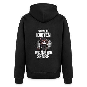So Viele Idioten Katze Katzen Katzenliebhaber - Unisex Premium Bio Zip Hoodie - Schwarz - Hinten - Nico (187cm)