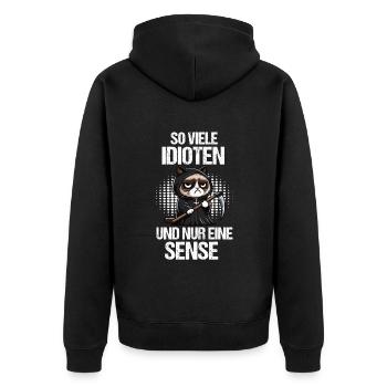 So Viele Idioten Katze Katzen Katzenliebhaber - Unisex Premium Bio Zip Hoodie - Schwarz - Hinten - Nico (187cm)