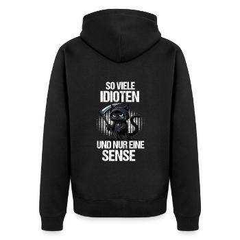 So Viele Idioten Katze Katzen Katzenliebhaber - Unisex Premium Bio Zip Hoodie - Schwarz - Hinten - Nico (187cm)