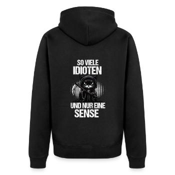 So Viele Idioten Katze Katzen Schwarze Katze - Unisex Premium Bio Zip Hoodie - Schwarz - Hinten - Nico (187cm)