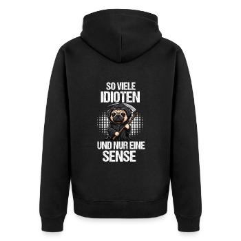 So Viele Idioten Mops Möpse Mopsbesitzer Mopsfan - Unisex Premium Bio Zip Hoodie - Schwarz - Hinten - Nico (187cm)