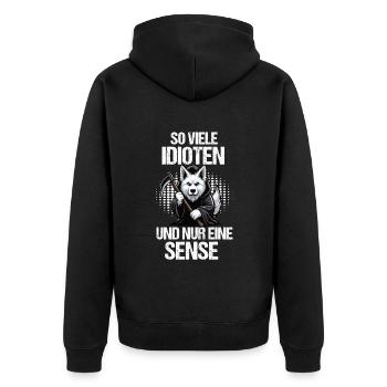 So Viele Idionte Weißer Schäferhund Schäferhunde - Unisex Premium Bio Zip Hoodie - Schwarz - Hinten - Nico (187cm)