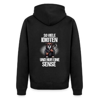 So Viele Idioten Boxer Boxerhalter Boxerliebhaber - Unisex Premium Bio Zip Hoodie - Schwarz - Hinten - Nico (187cm)