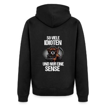 So Viele Idioten Boxer Boxerhalter Boxerliebhaber - Unisex Premium Bio Zip Hoodie - Schwarz - Hinten - Nico (187cm)