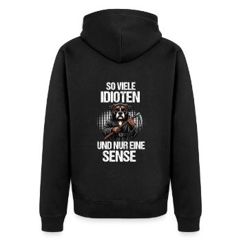 So Viele Idioten Boxer Boxerhalter Boxerliebhaber - Unisex Premium Bio Zip Hoodie - Schwarz - Hinten - Nico (187cm)