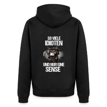 So Viele Idioten Esel Eselchen Eselhalter Muli - Unisex Premium Bio Zip Hoodie - Schwarz - Hinten - Nico (187cm)
