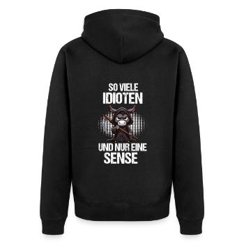 So Viele Idioten Esel Eselchen Eselhalter Muli - Unisex Premium Bio Zip Hoodie - Schwarz - Hinten - Nico (187cm)
