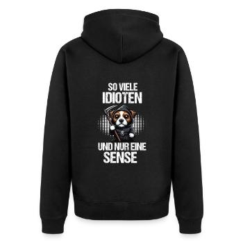 So Viele Idioten Jack Russel terrier Jackie - Unisex Premium Bio Zip Hoodie - Schwarz - Hinten - Nico (187cm)