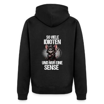 So Viele Idioten Maus Mäuse Mäusebesitzer Mäuschen - Unisex Premium Bio Zip Hoodie - Schwarz - Hinten - Nico (187cm)
