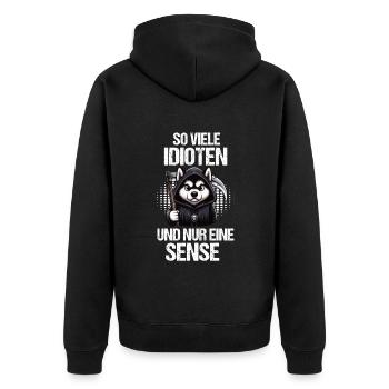 So Viele Idioten Husky Huskybesitzer Huskyhalter - Unisex Premium Bio Zip Hoodie - Schwarz - Hinten - Nico (187cm)