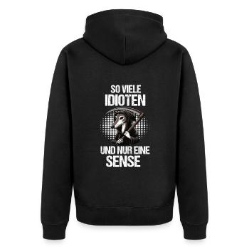 So Viele Idioten Whippet Windhund Whippets - Unisex Premium Bio Zip Hoodie - Schwarz - Hinten - Nico (187cm)