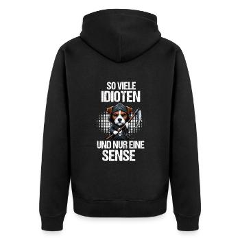 So Viele Idioten Jack Russel terrier Jackie - Unisex Premium Bio Zip Hoodie - Schwarz - Hinten - Nico (187cm)