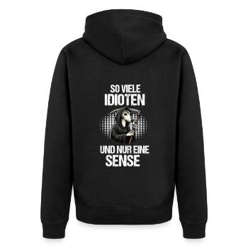 So Viele Idioten Whippet Windhund Whippets - Unisex Premium Bio Zip Hoodie - Schwarz - Hinten - Nico (187cm)