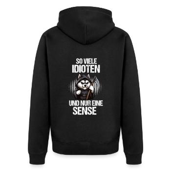 So Viele Idioten Husky Huskybesitzer Huskyhalter - Unisex Premium Bio Zip Hoodie - Schwarz - Hinten - Nico (187cm)