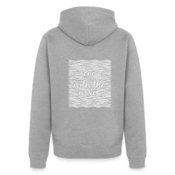 One with the waves - Surfer, Segler, Boarder - Unisex Premium Bio Zip Hoodie - Grau meliert - Hinten - Nico (187cm)