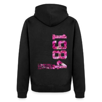 ÉDITION LIMITÉE 1984 PINK 42E ANNIVERSAIRE - Veste à capuche bio Premium Unisexe - noir - Dos - Nico (187cm)