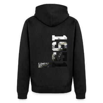 75TH BIRTHDAY 75TH ANNIVERSARY LIMITED EDITION 1951 - Unisex Premium Organic Zip Hoodie - black - Back - Nico (187cm)