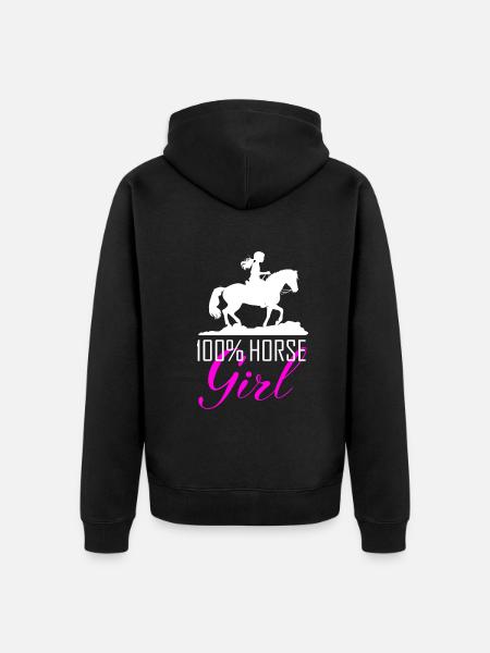 Fille cavalière disant - Veste à capuche bio Premium Unisexe - noir