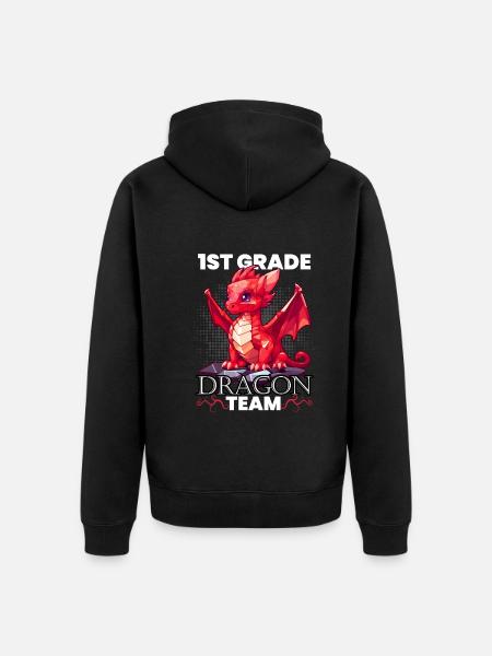 Einschulung Drache Team Erste Klasse - Unisex Premium Bio Zip Hoodie - Schwarz