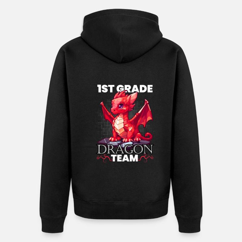 Einschulung Drache Team Erste Klasse - Unisex Premium Bio Zip Hoodie - Schwarz