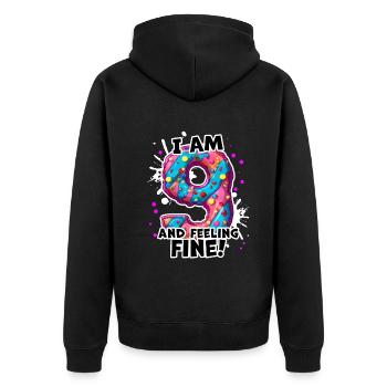 9e anniversaire Donut 9 ans fille disant - Veste à capuche bio Premium Unisexe - noir - Dos - Nico (187cm)