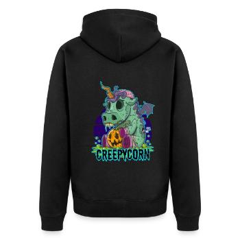 Zombie Unicorn Halloween Pumpkin Ghost Mummy - Unisex Premium Organic Zip Hoodie - black - Back - Nico (187cm)