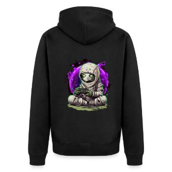 Gaming Halloween Zombie Mummy with Controller Gamer - Unisex Premium Organic Zip Hoodie - black - Back - Nico (187cm)