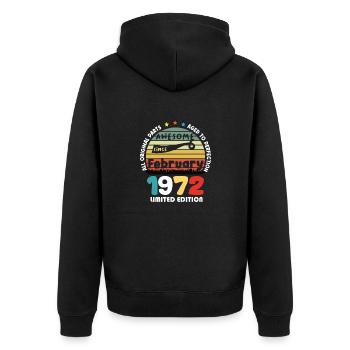 52 Jahre alt Baujahr 1972 Jahrgang Februar 1972 - Unisex Premium Bio Zip Hoodie - Schwarz - Hinten - Nico (187cm)
