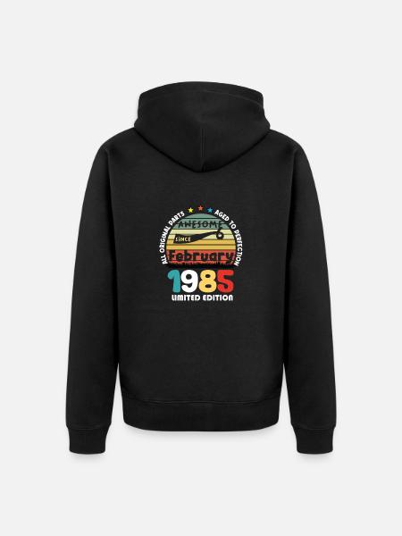 39 Years Old Made In 1985 Vintage February 1985 - Unisex Premium Organic Zip Hoodie - black