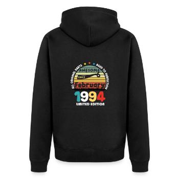 30 Jahre alt Baujahr 1994 Jahrgang Februar 1994 - Unisex Premium Bio Zip Hoodie - Schwarz - Hinten - Nico (187cm)