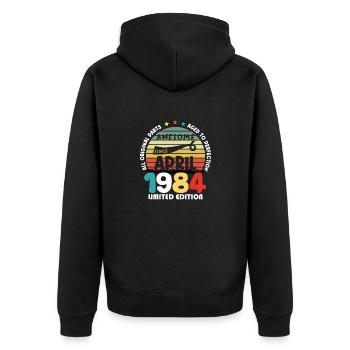 40 Years Old Made In 1984 Vintage April 1984 - Veste à capuche bio Premium Unisexe - noir - Dos - Nico (187cm)