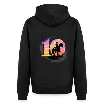 10. Geburtstag Pferde Reiten 10 Jahre Mädchen - Unisex Premium Bio Zip Hoodie - Schwarz - Hinten - Nico (187cm)