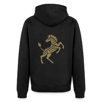 Zebra Hufe hoch Kunststück Silhouette - Unisex Premium Bio Zip Hoodie - Schwarz - Hinten - Nico (187cm)