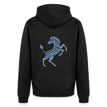 Zebra Hufe hoch Kunststück Silhouette - Unisex Premium Bio Zip Hoodie - Schwarz - Hinten - Nico (187cm)