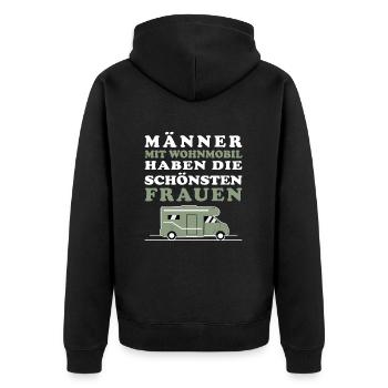 MÄNNER MIT WOHNMOBIL HABEN DIE SCHÖNSTEN FRAUEN - Unisex Premium Bio Zip Hoodie - Schwarz - Hinten - Nico (187cm)